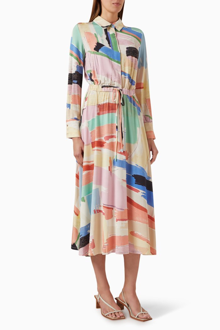 Pluto Printed Maxi Dress in Jersey, Pink