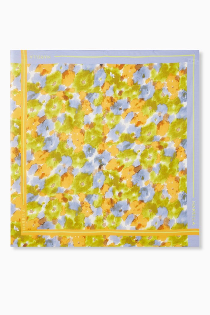 

Magique Printed Scarf in Cotton-blend, Purple