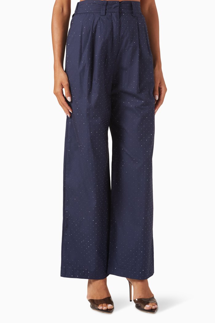 

Savona Flared Pants in Cotton, Blue