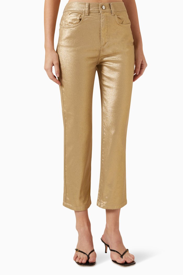 

Ines Cropped Jeans in Laminated-denim, Green