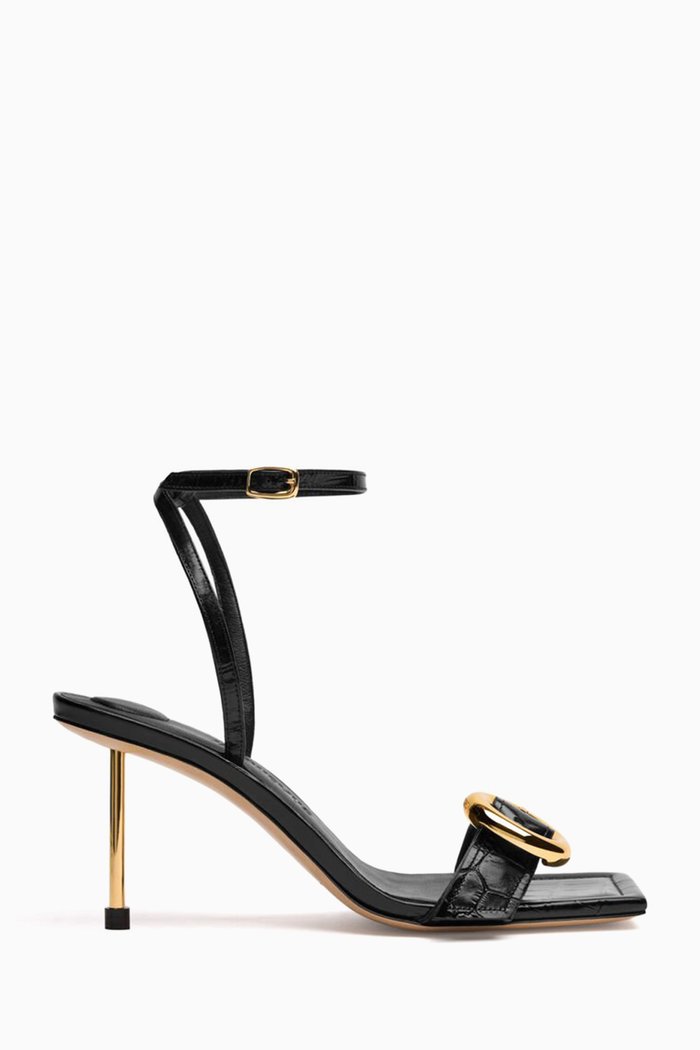 Les Sandales Regalo 100 Slingback Sandals in Leather, Black