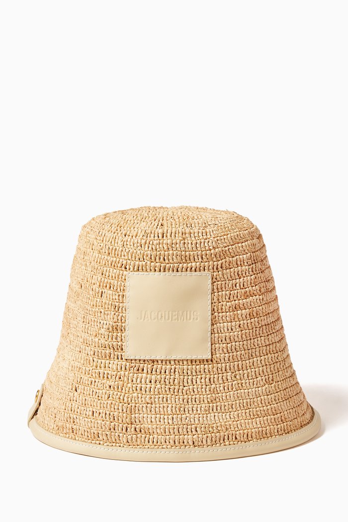 

Le Bob Soli Bucket Hat in Raffia, Neutral