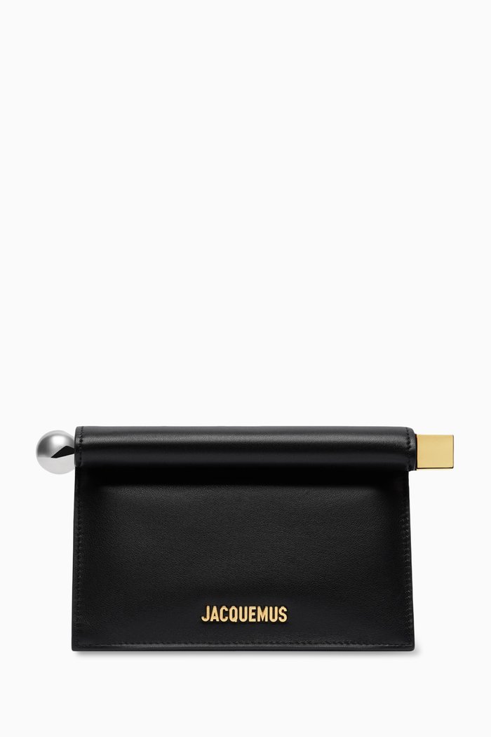 

La Petite Pochette Rond Clutch Bag in Leather, Black
