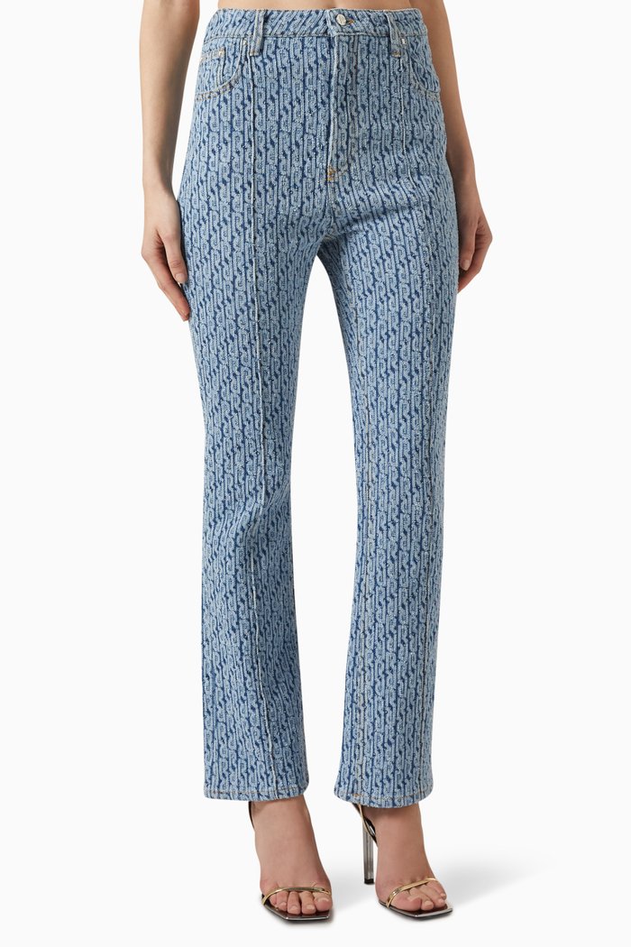 

Monogram Flared Jeans in Denim, Blue
