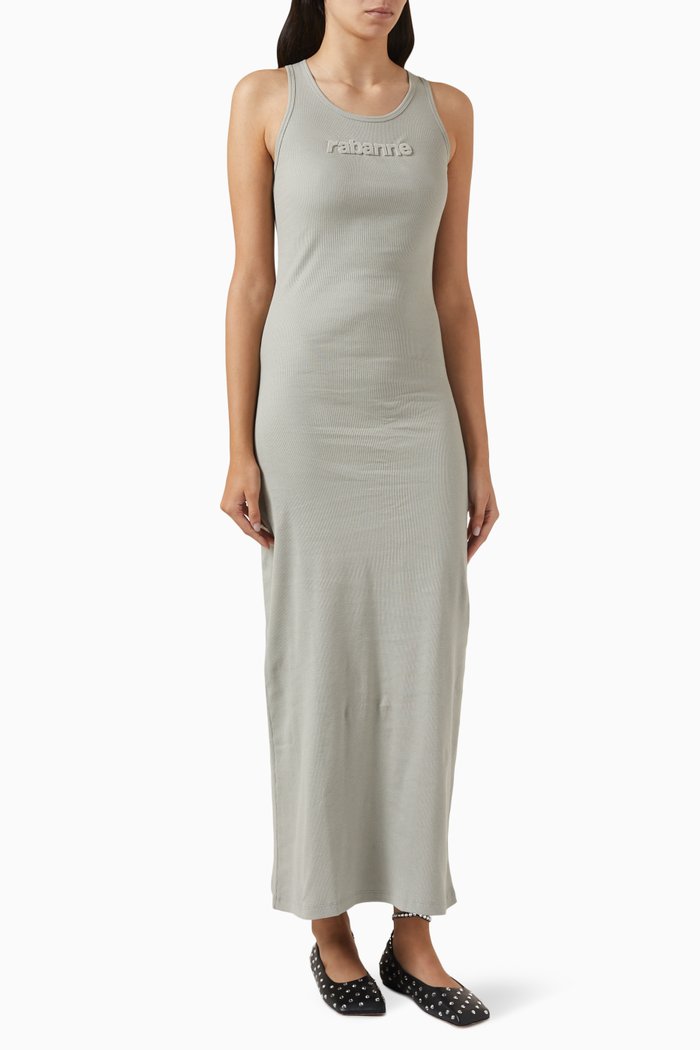 

3D Logo Maxi Dress in Viscose-blend, Grey