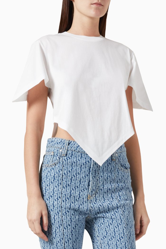 

Asymmetrical T-shirt in Cotton, White