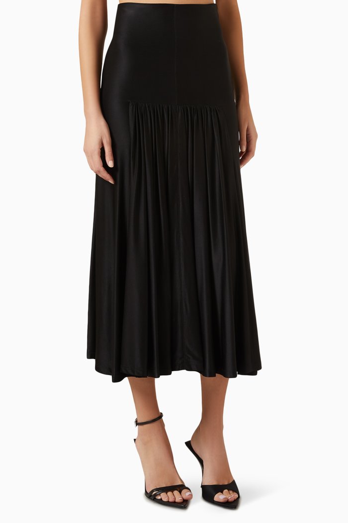 Pleated Maxi Skirt, Black