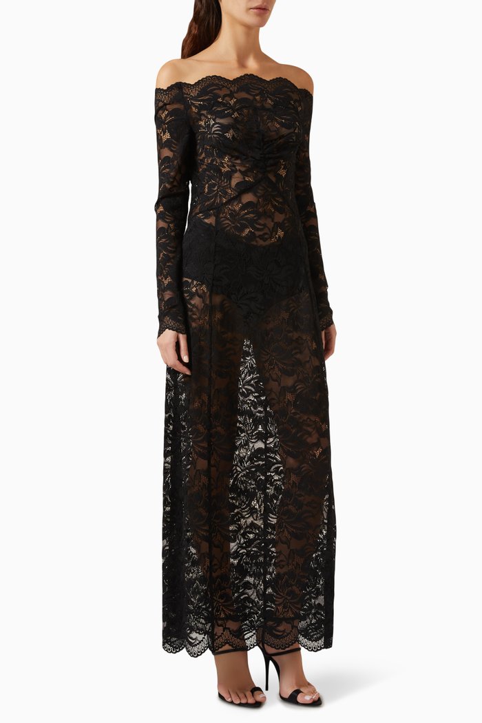 

Off-Shoulder Lace Dress, Black