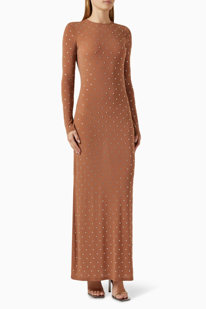 

Crystal-embellished Maxi Dress, Brown