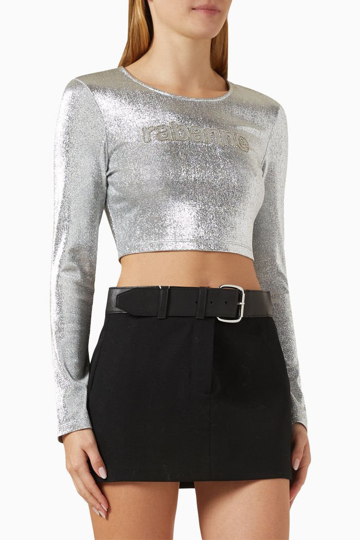 

Logo Crop Top in Viscose-blend, Silver