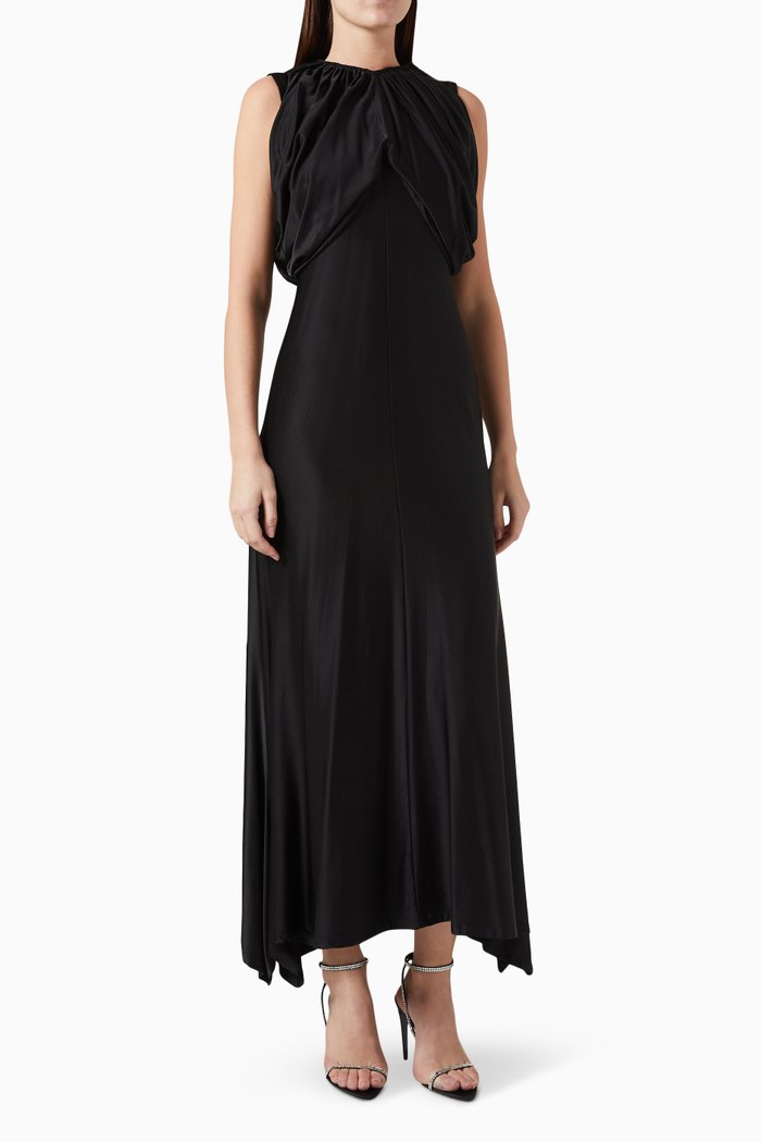 

Draped Maxi Dress, Black