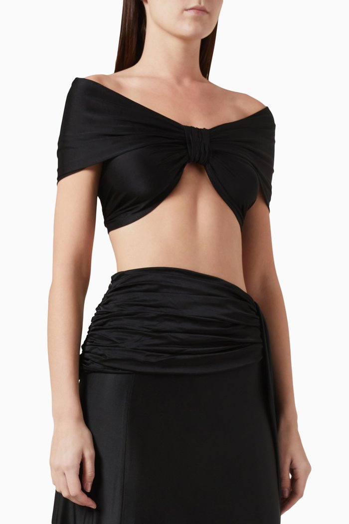 

Knot Off Shoulder Top, Black