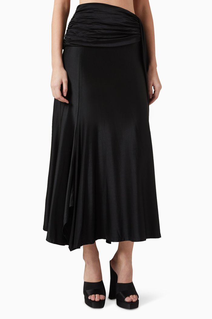 

Draped Maxi Skirt, Black
