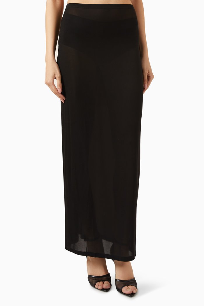 

Maxi Skirt in Stretch Cupro, Black