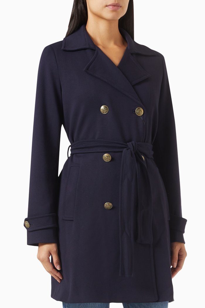 

Gradara Trench Coat in Stretch Jersey, Blue