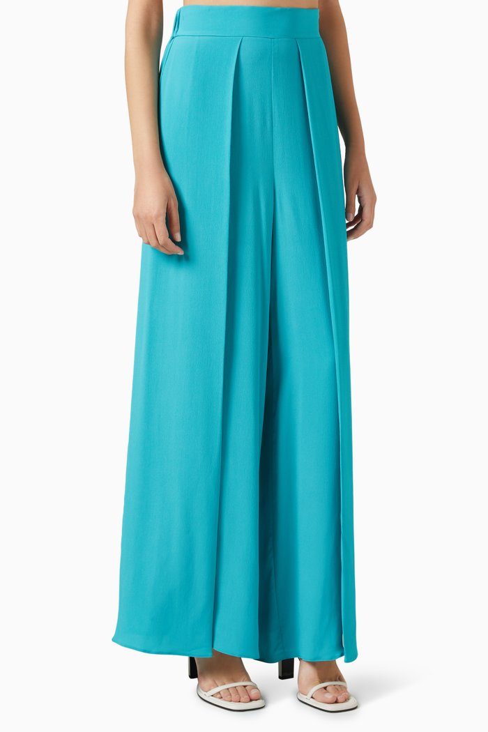 Rango Wide-leg Pants in Silk-blend Crepe de Chine, Green