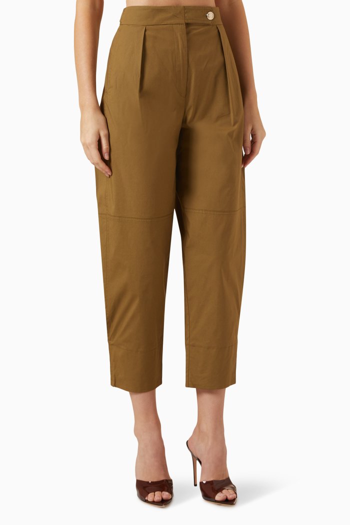 

Drink Carrot-leg Pants in Cotton, Brown