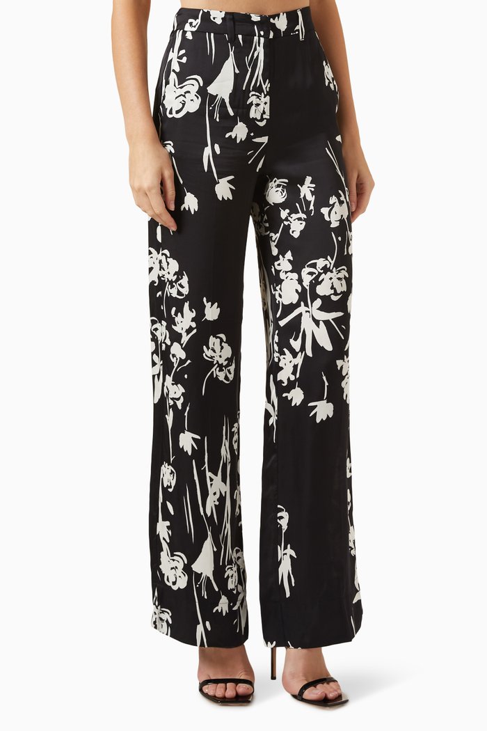 

Sale Printed Pants in Viscose, Black