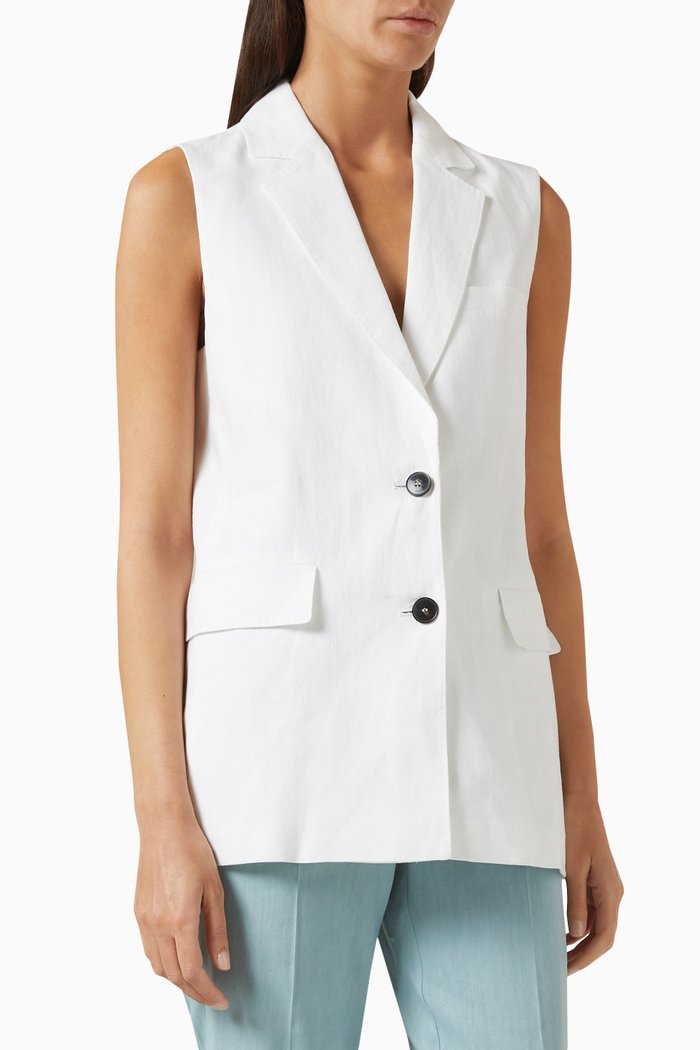 

Palk Straight-fit Vest in Linen, White