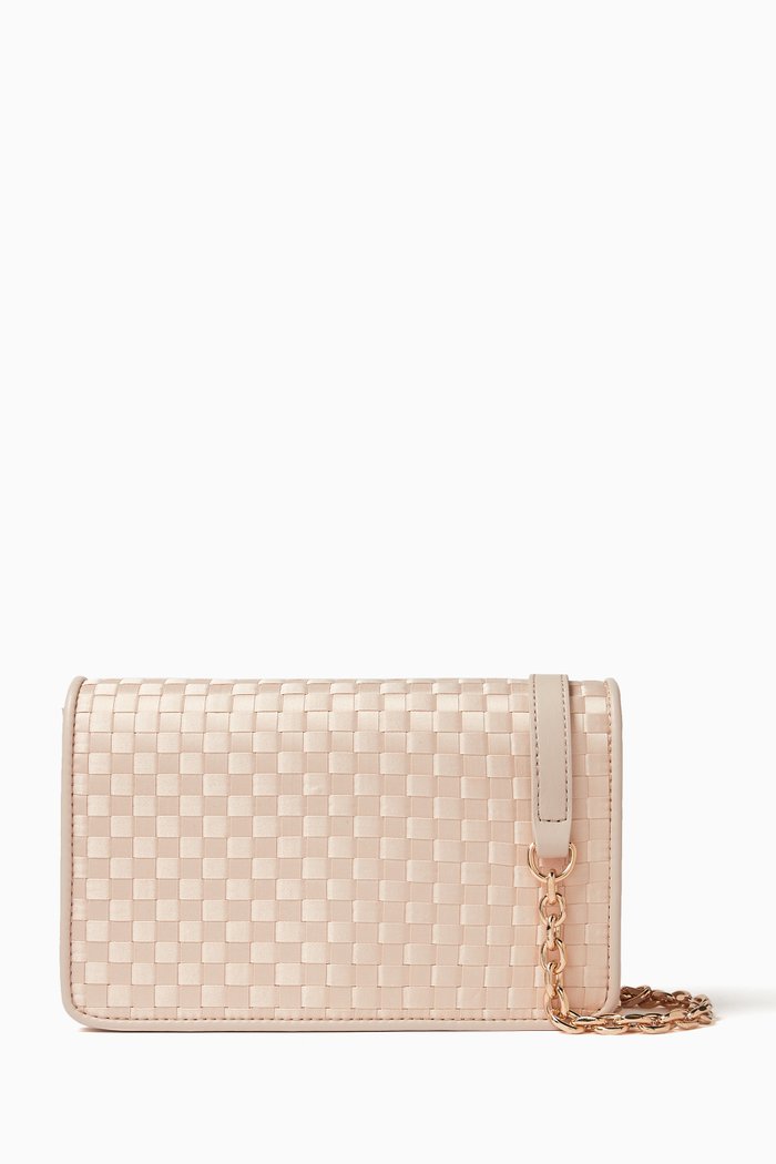 

Roccia Woven Shoulder Bag in Satin, Neutral