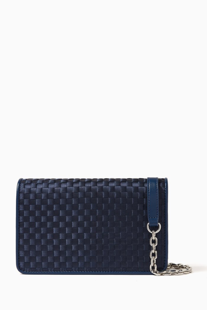 

Roccia Woven Shoulder Bag in Satin, Blue