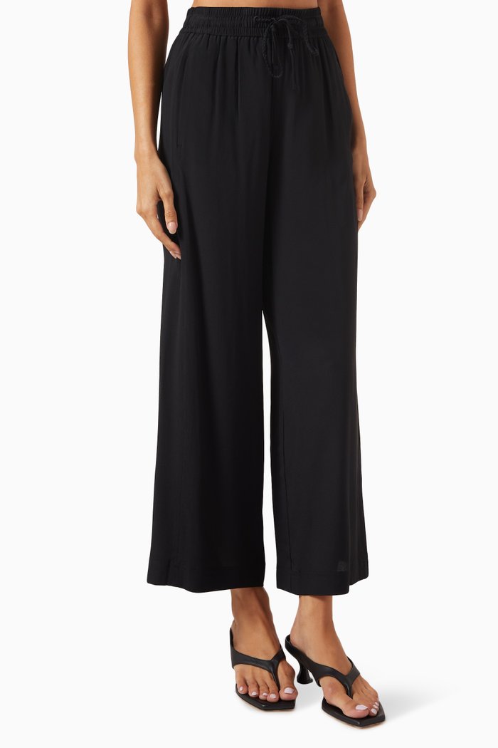 

Ribelle Straight-leg Pants in Silk, Black
