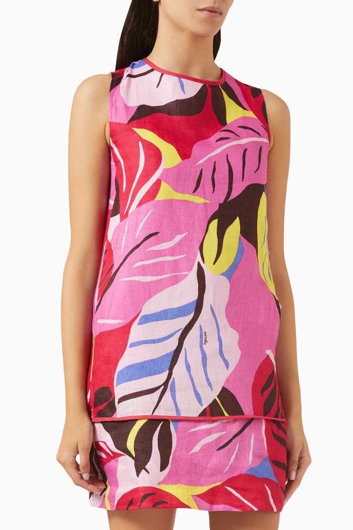 

Alby Floral-print Dress in Linen, Pink