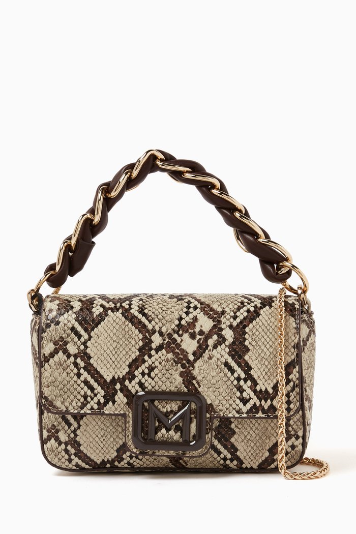 

Python-print Shoulder Bag in Faux leather, Neutral