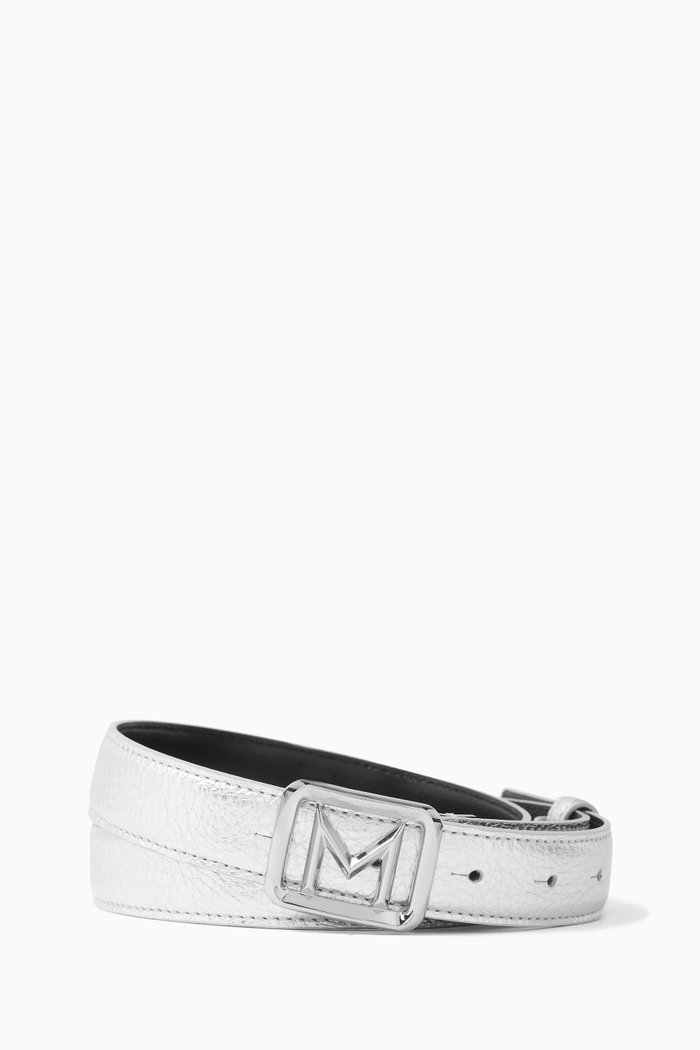 

Logo Belt in Leather, Silver