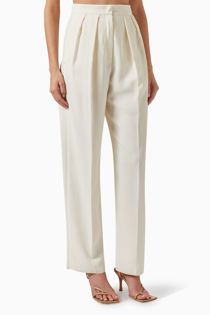 

Arles Casual Pants in Satin Crêpe, Neutral