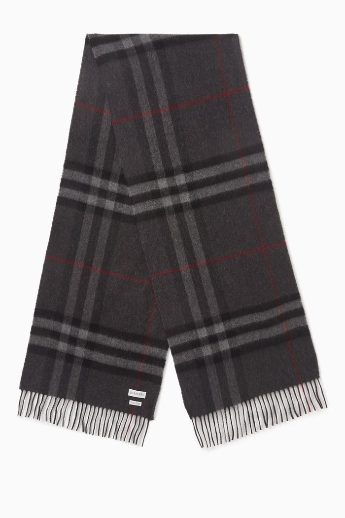 

Vintage-check Scarf in Cashmere, Grey