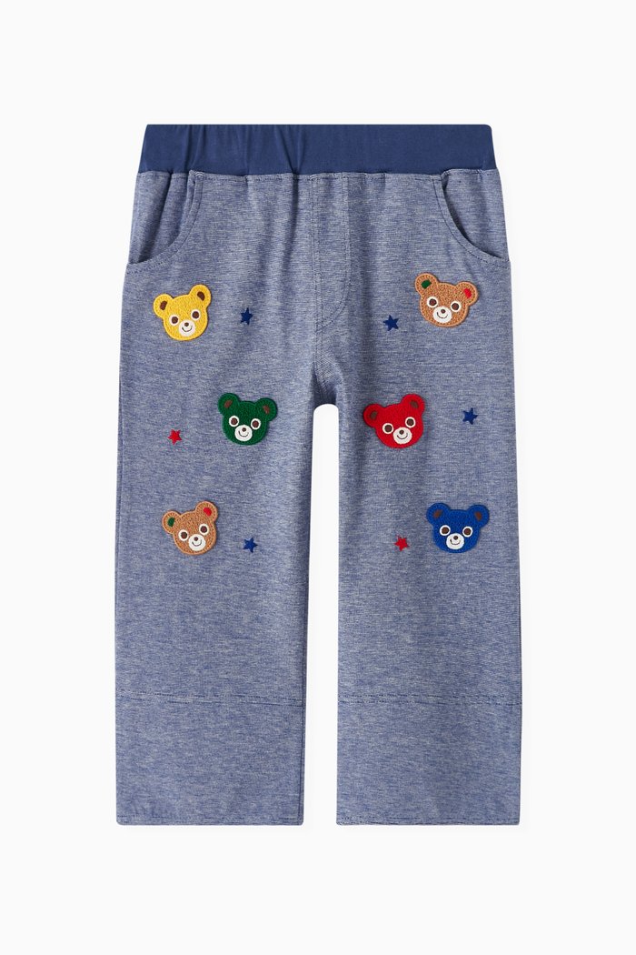 

Bear Patch Pants in Cotton, Blue