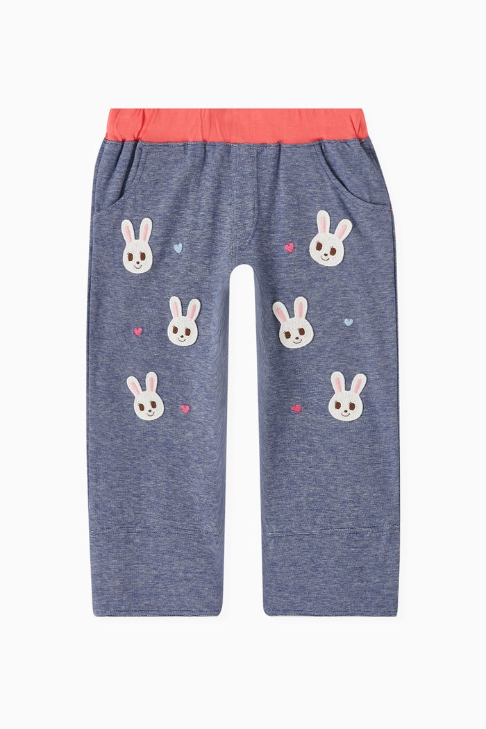 

Bunny Patch Pants in Cotton, Blue
