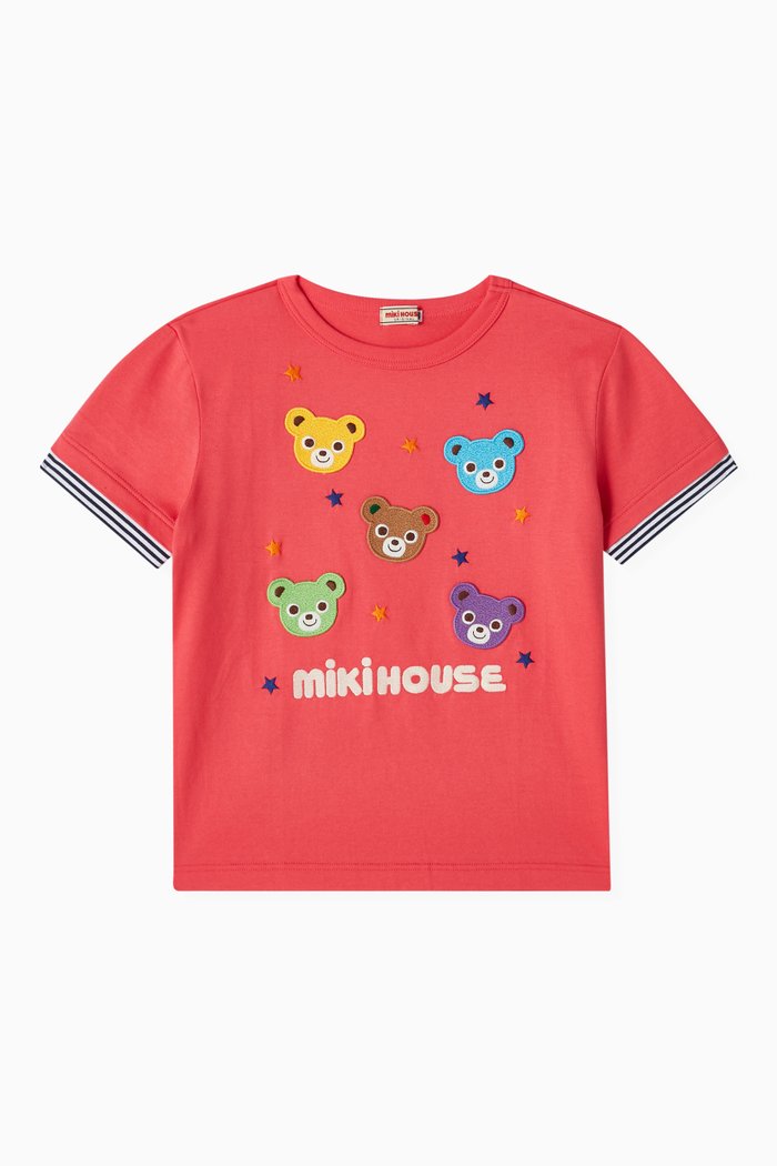 

Bear Patched T-shirt in Cotton, Pink