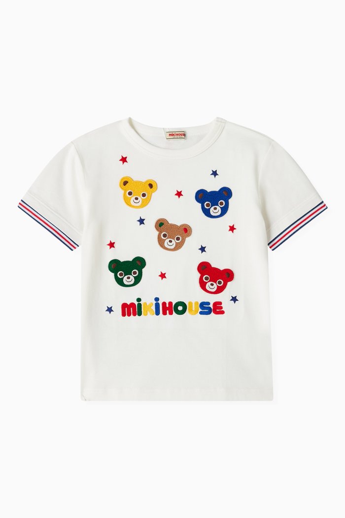 

Bear Patched T-shirt in Cotton, White
