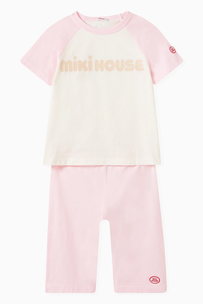 

Logo Shorts & T-shirt Set in Cotton, White