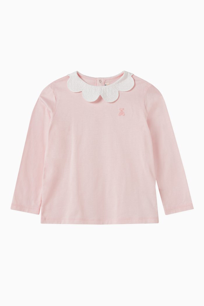 Scallop Collar T-shirt in Cotton, Pink
