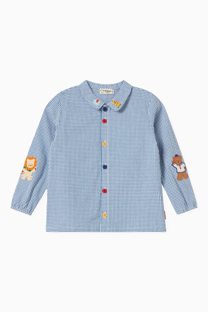 

Animal Patch Shirt in Cotton, Blue