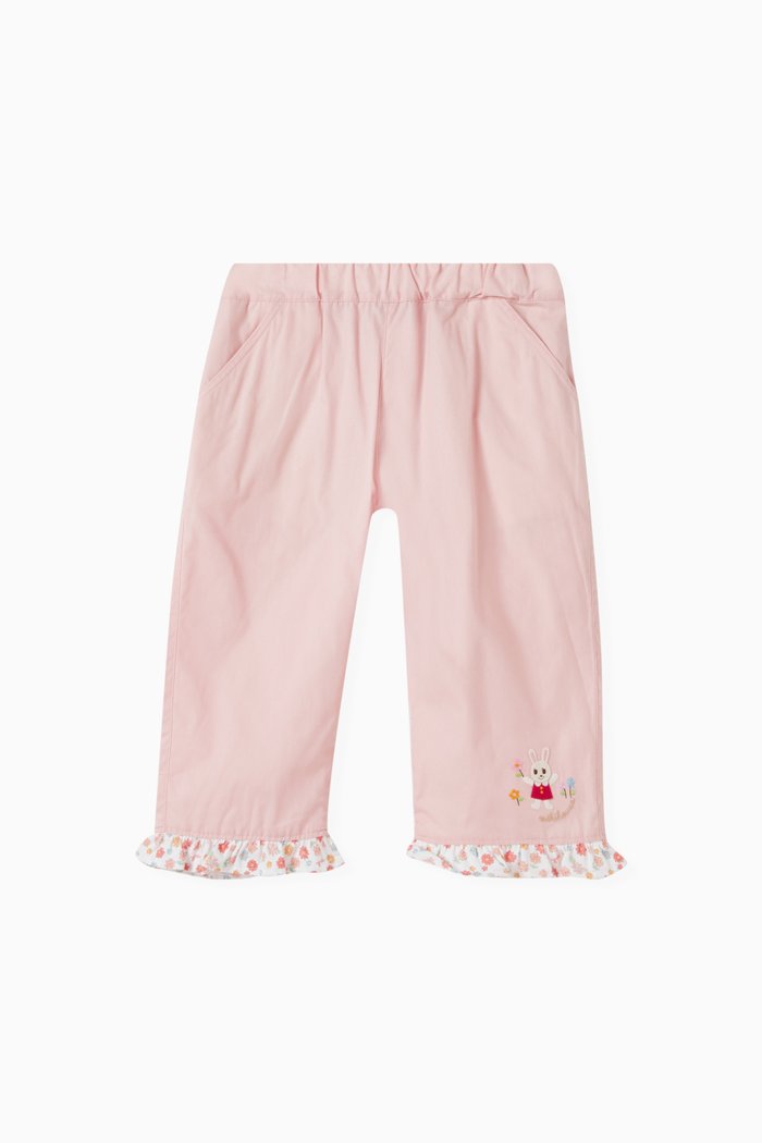 

Floral Patch Pants in Cotton, Pink
