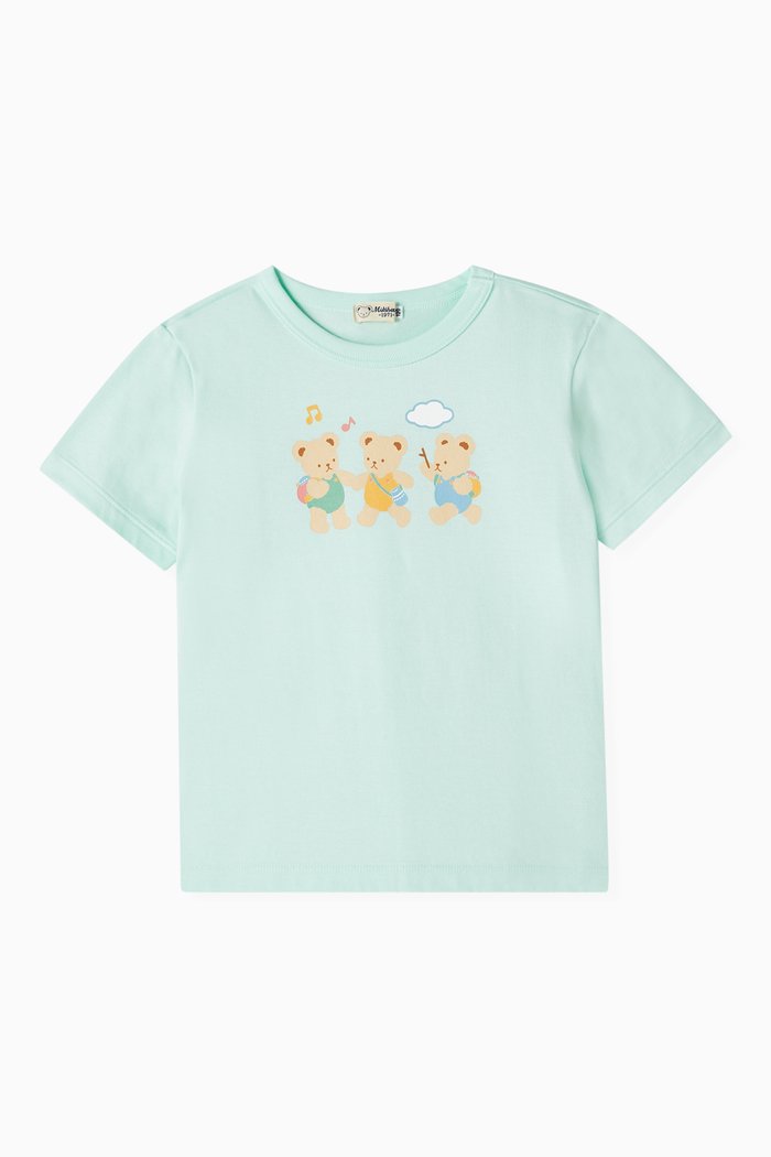 

Bear Print T-shirt in Cotton, Green