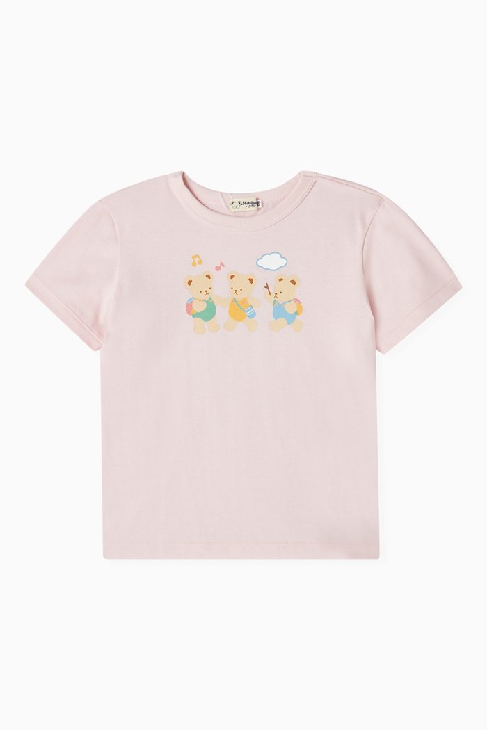 

Bear Print T-shirt in Cotton, Pink