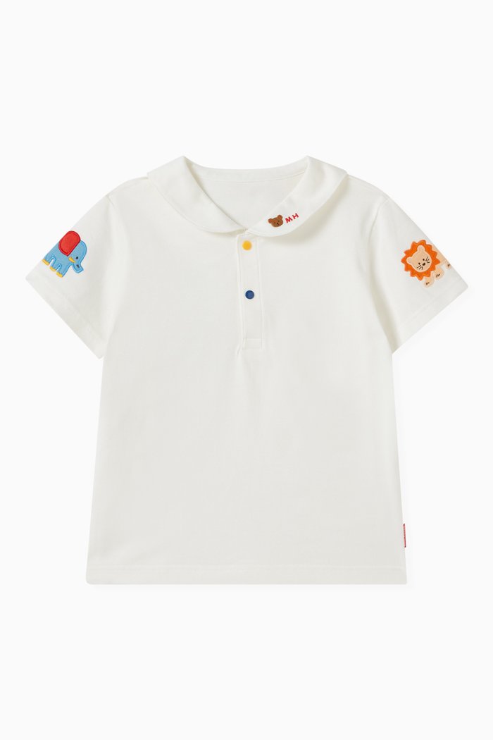 

Animal Patch Polo Shirt in Cotton, White