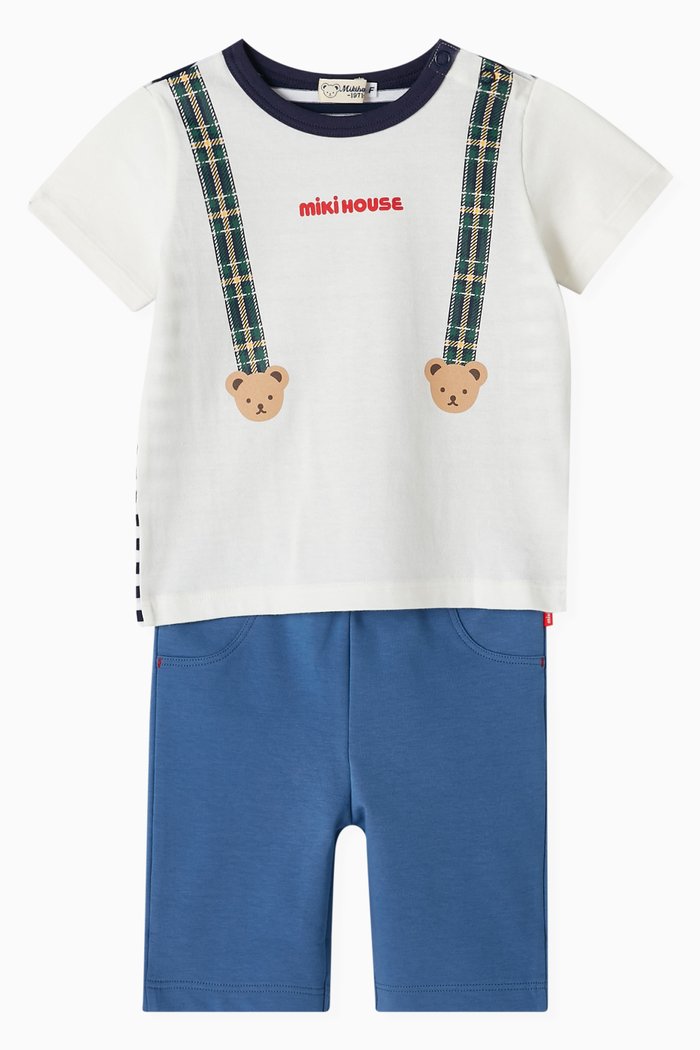 

T-shirt & Shorts Set in Cotton, Blue