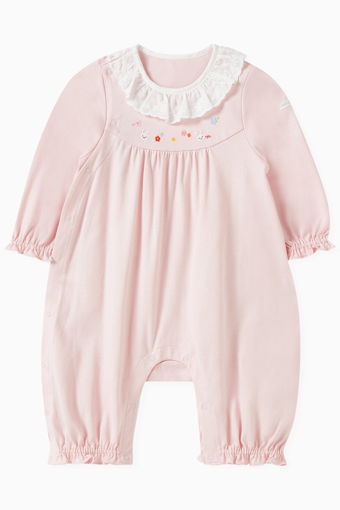 

Embroidered Romper in Cotton, Pink