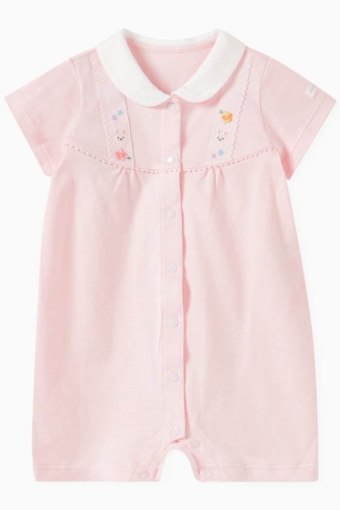 

Embroidered Romper in Cotton, Pink