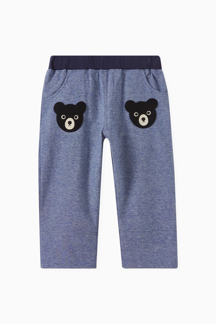 

Bear Patch Pants in Cotton, Blue