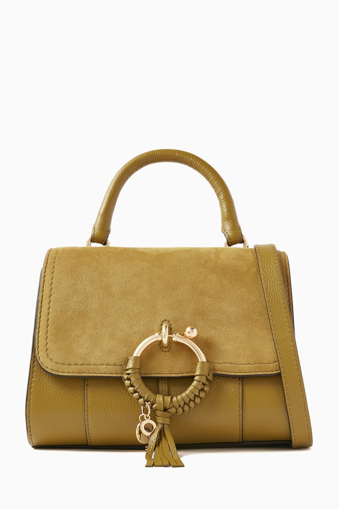 

Joan Ladylike Top Handle Bag in Leather & Suede, Green