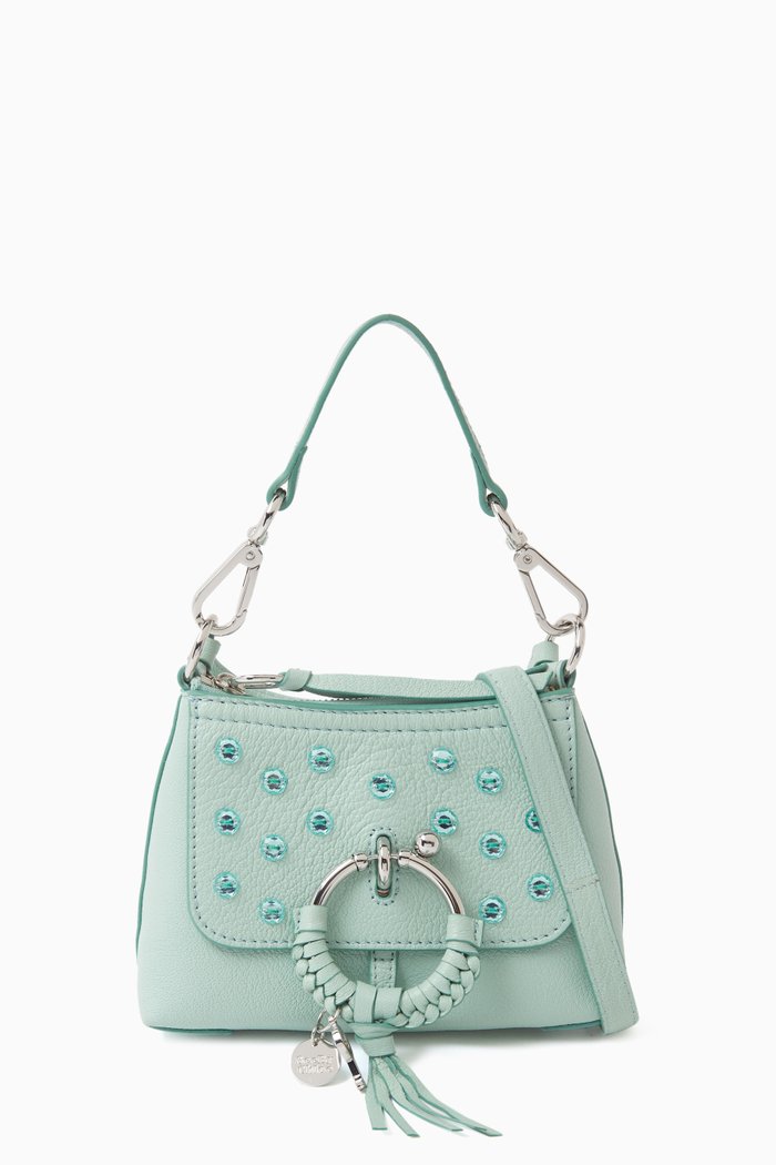 

Mini Joan Crossbody Bag in Grained Leather, Blue