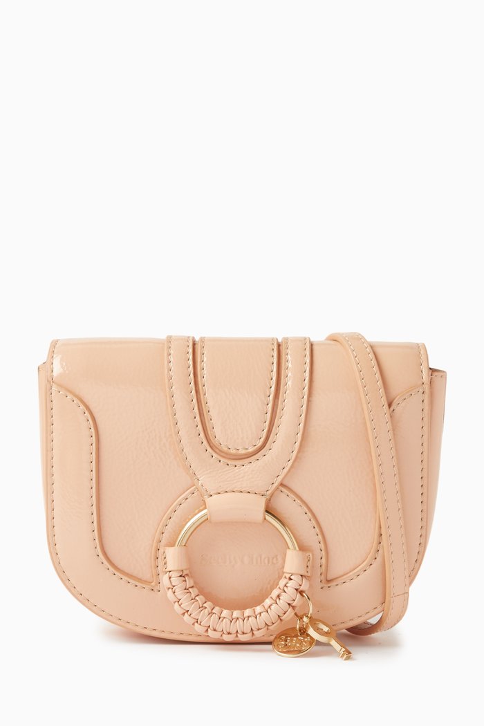 

Mini Hana Crossbody Bag in Glossy Leather, Neutral