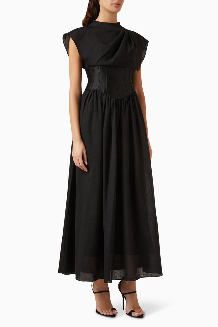 

A-shape Corset Maxi Dress, Black